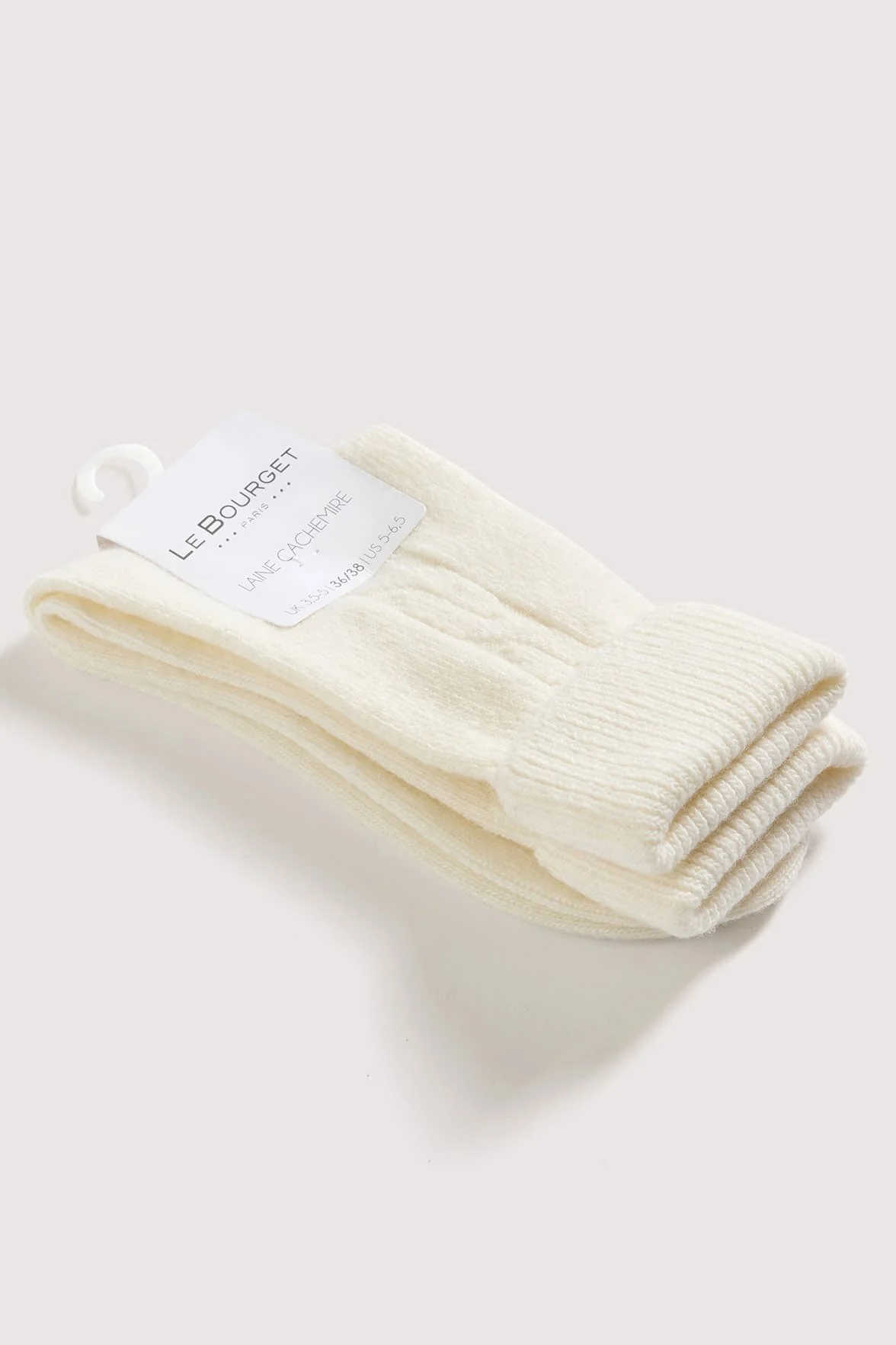 Chaussettes Torsadées avec Revers en Laine et Cachemire - Naturel - Image 3