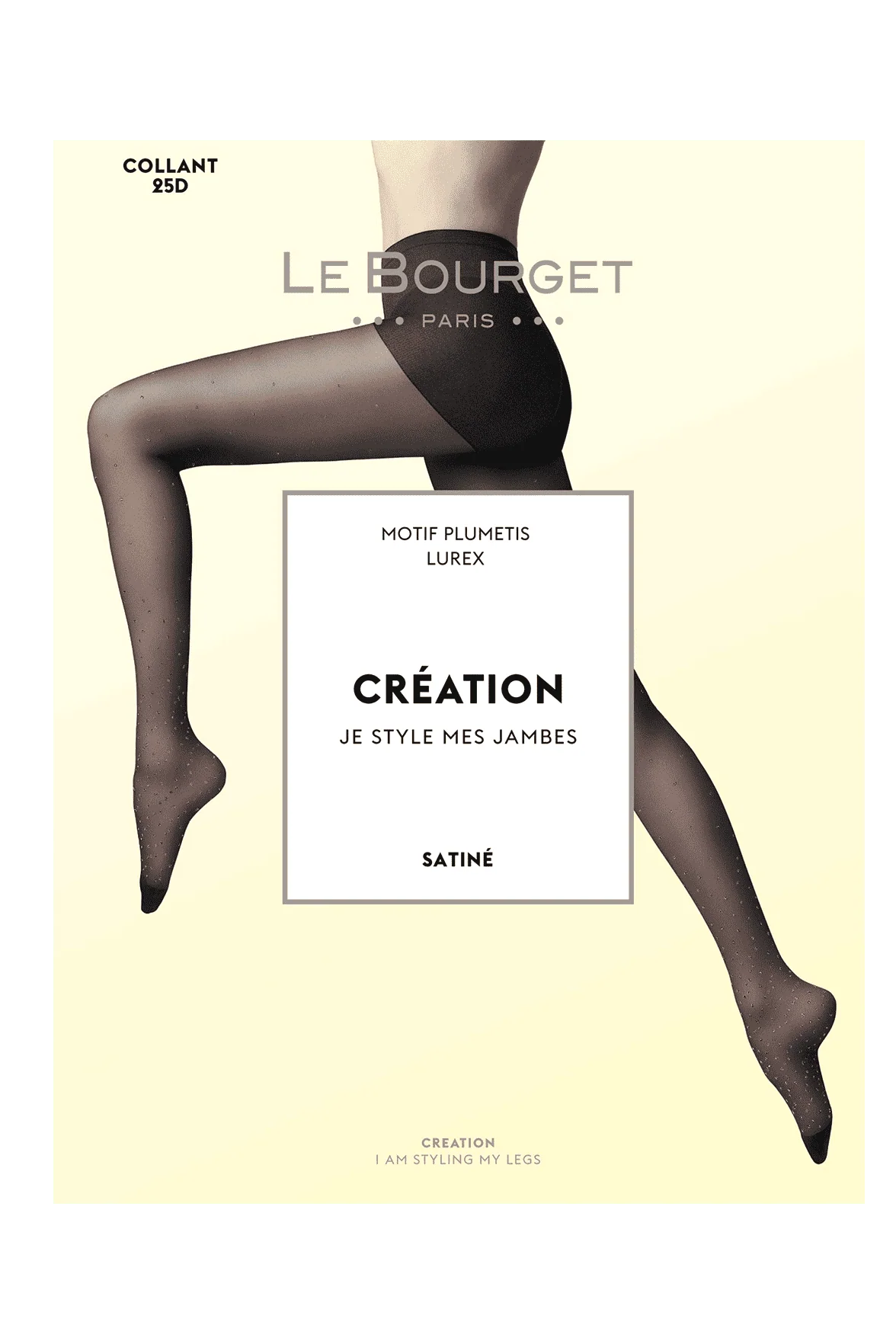Collant Transparent Satiné avec Motif Envolée de Plumetis Lurex 25D - Noir - Image 2