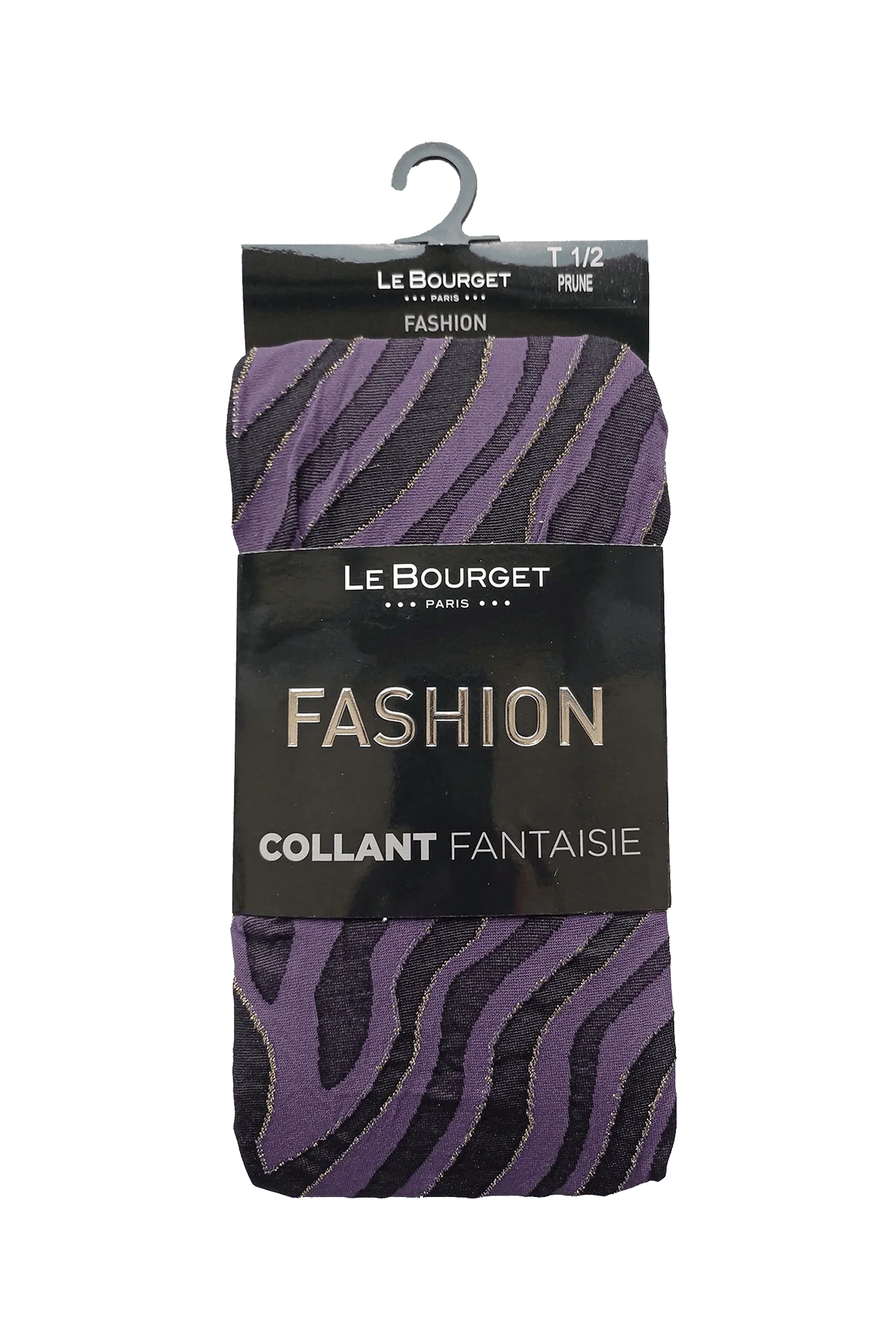 Collant Semi-Opaque Fantaisie Motif Zèbre 40D Fashion Gaïa - Prune - Image 2