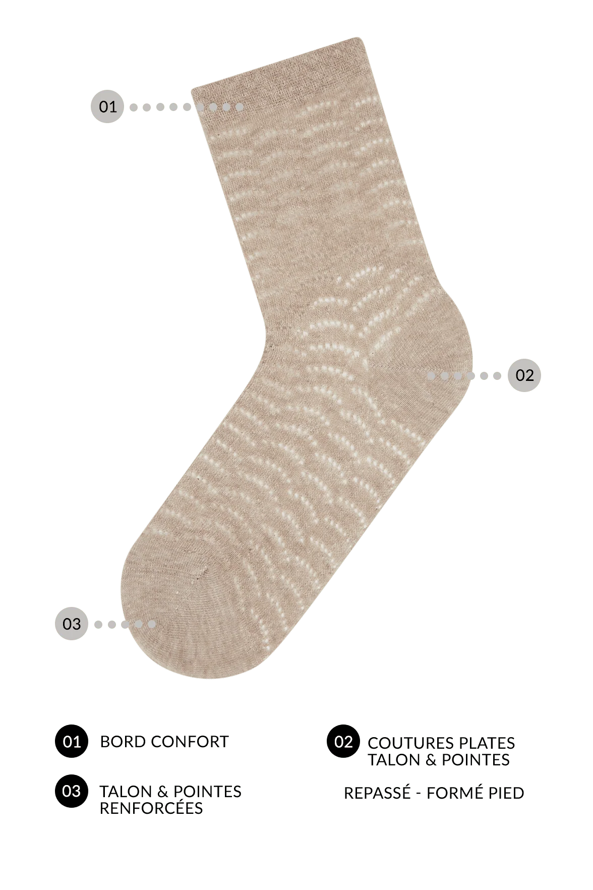 Socquettes Fantaisies Effet de Maille - Sable - Image 3