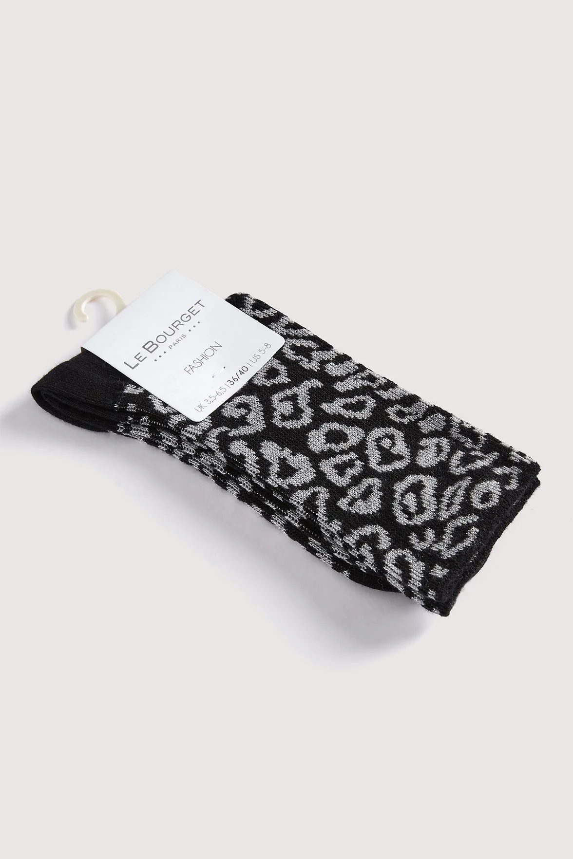 Chaussettes Fantaisies Motif Animalier Lurex - Noir Argent
