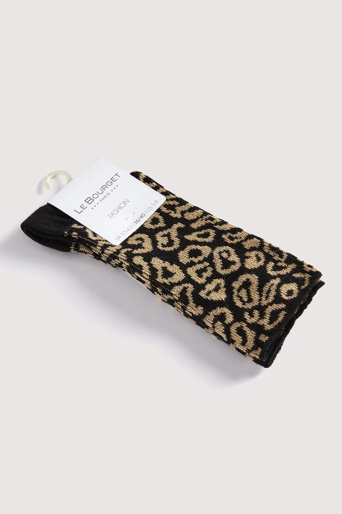 Chaussettes Fantaisies Motif Animalier Lurex - Noir Or