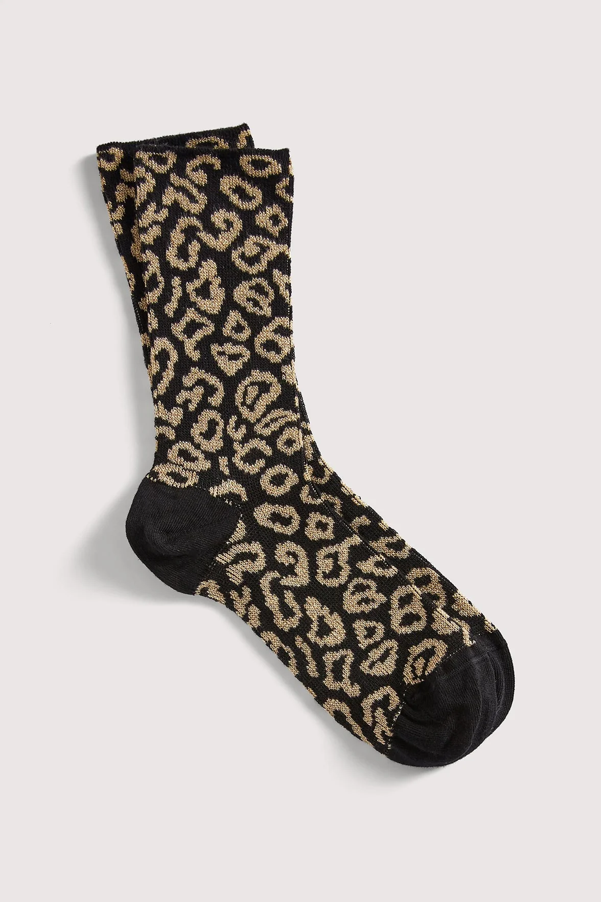 Chaussettes Fantaisies Motif Animalier Lurex - Noir Or - Image 2