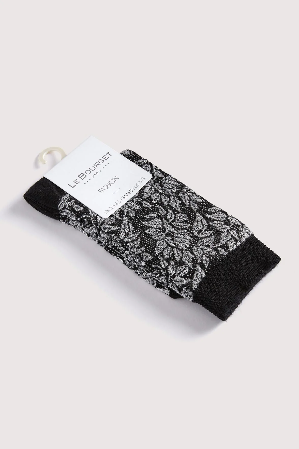 Chaussettes Fantaisies Motif Floral Lurex - Noir Argent