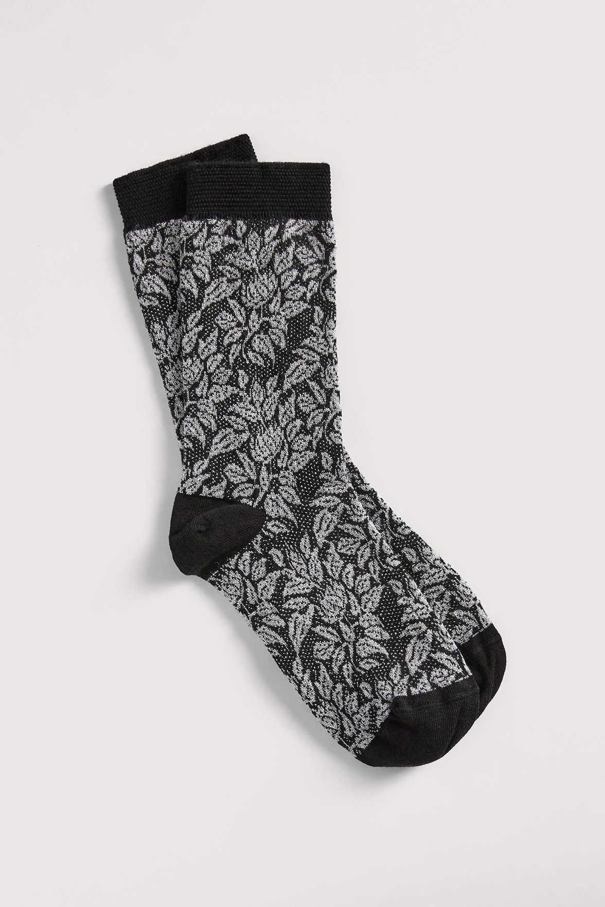 Chaussettes Fantaisies Motif Floral Lurex - Noir Argent - Image 2