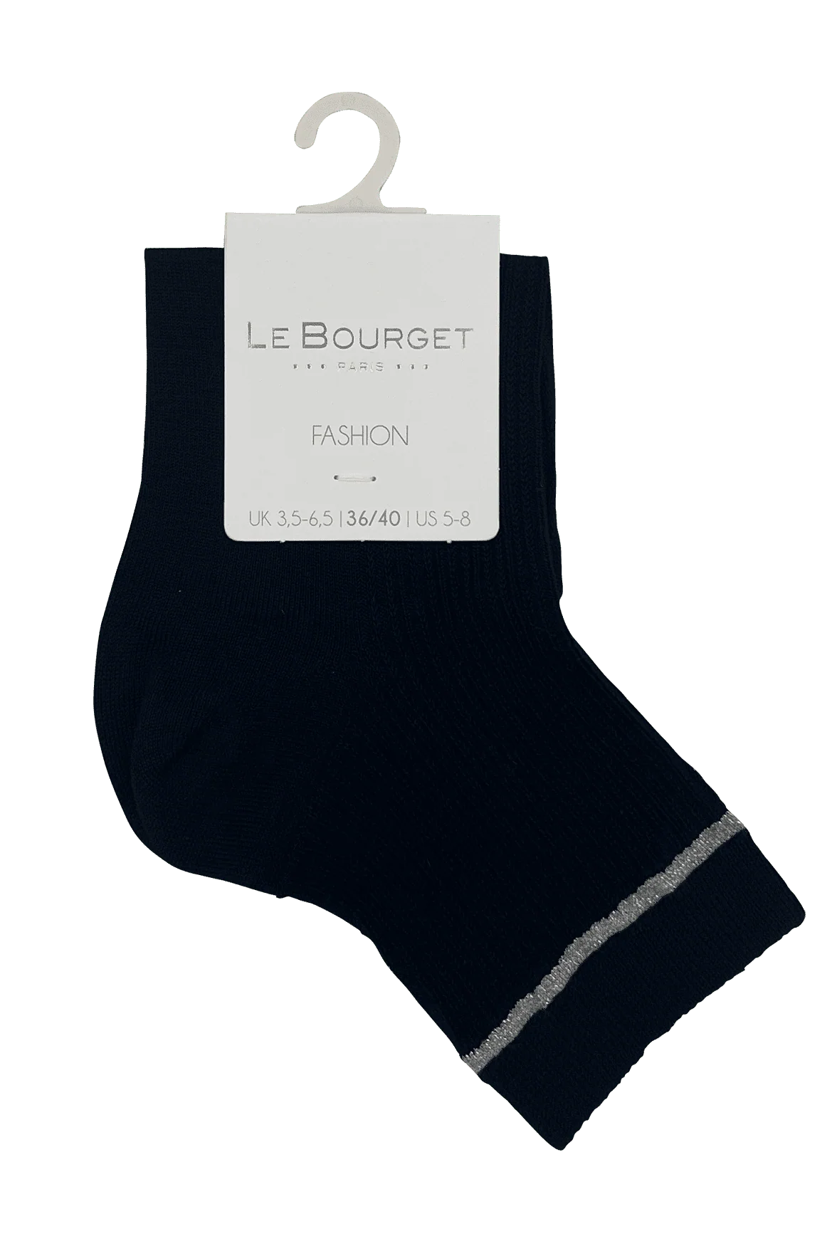 Socquettes Côtelées avec Bande de Lurex - Noir - Image 2