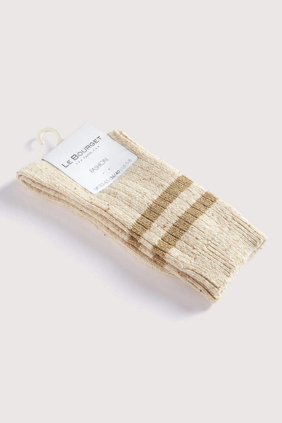 Chaussettes Fantaisies Côtelées Chinées - Beige Chiné - Image 3