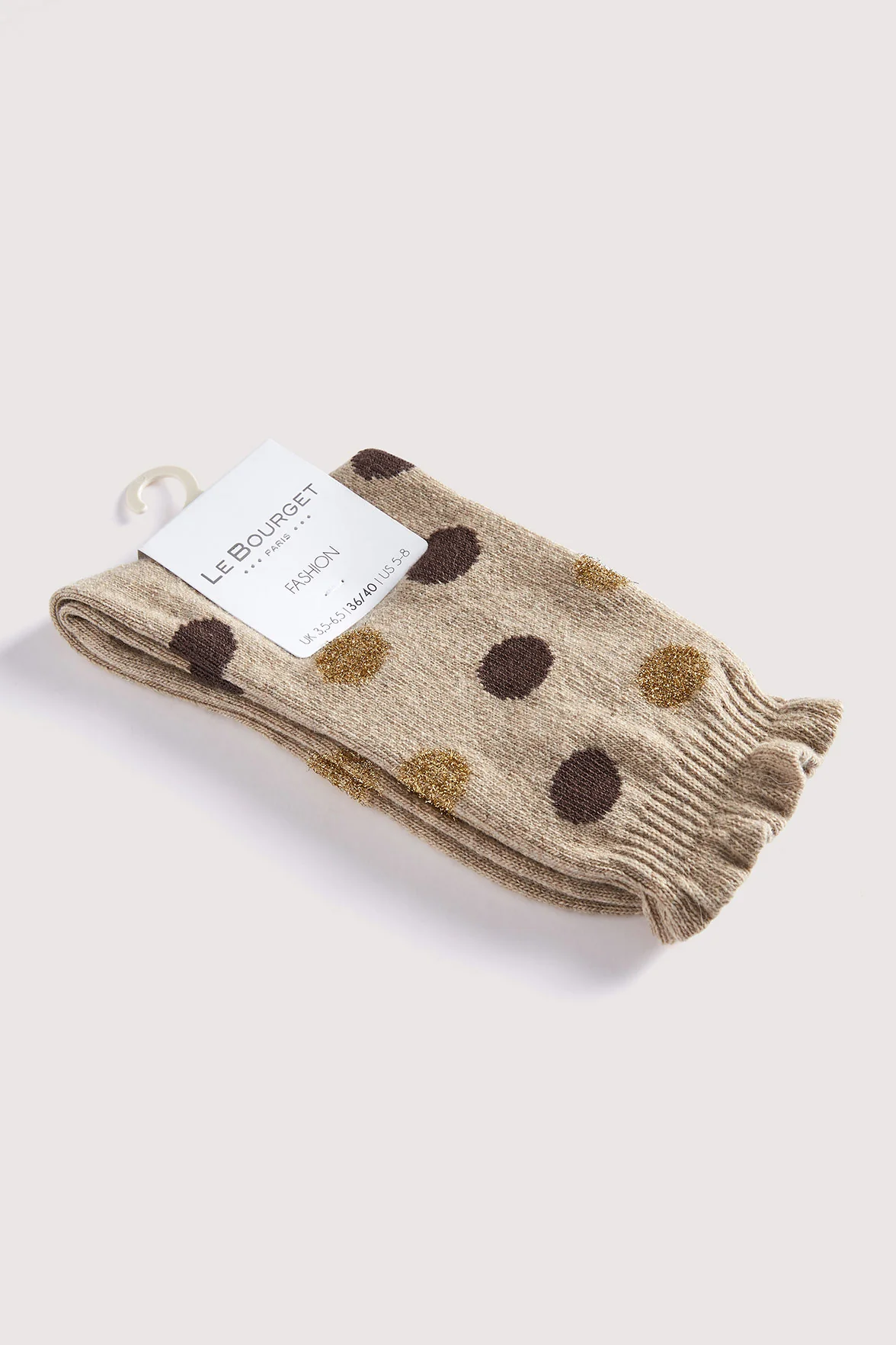 Chaussettes Fantaisies Pois Lurex - Camel - Image 3