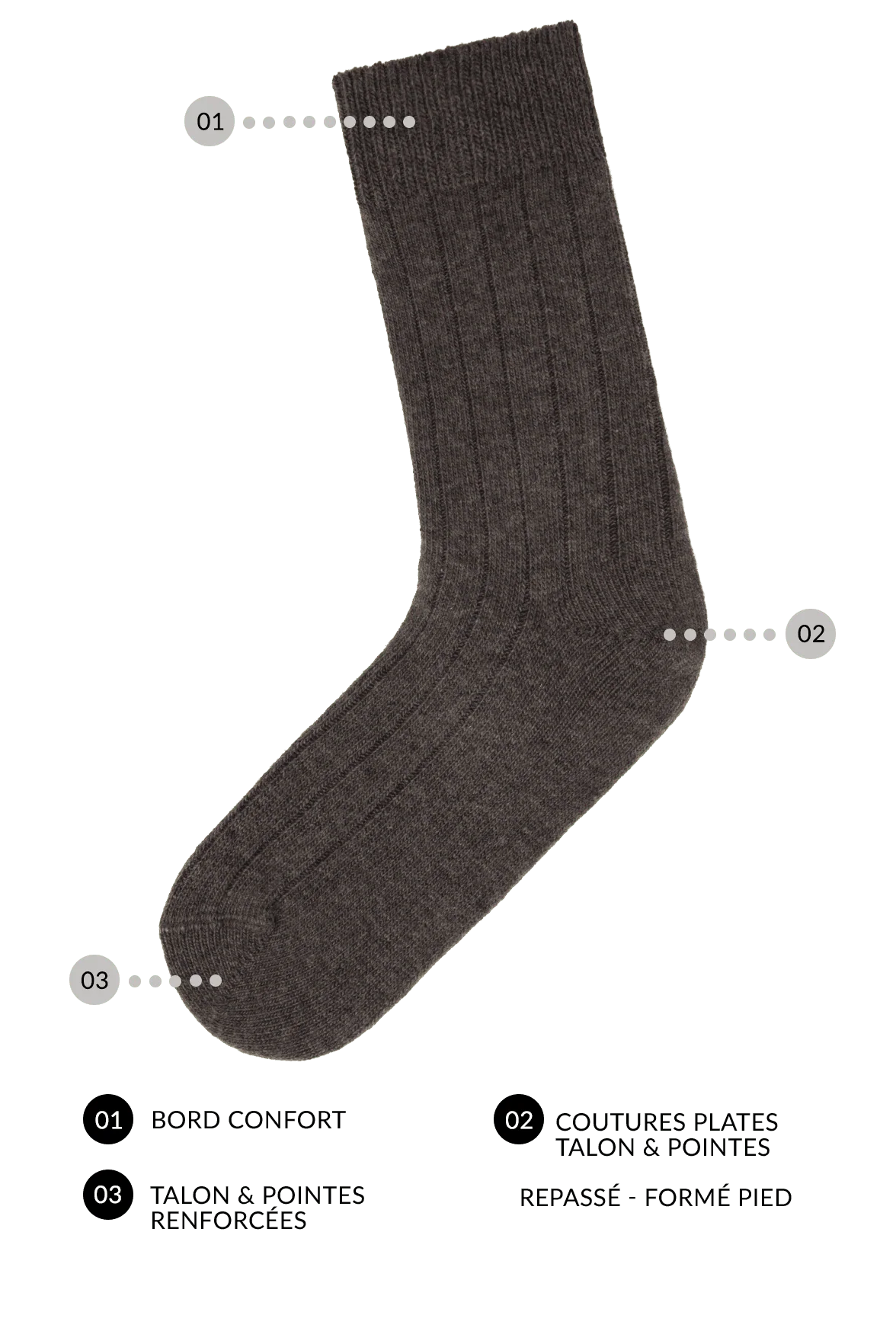 Chaussettes Unies Cachemire et Soie - Écorce - Image 3