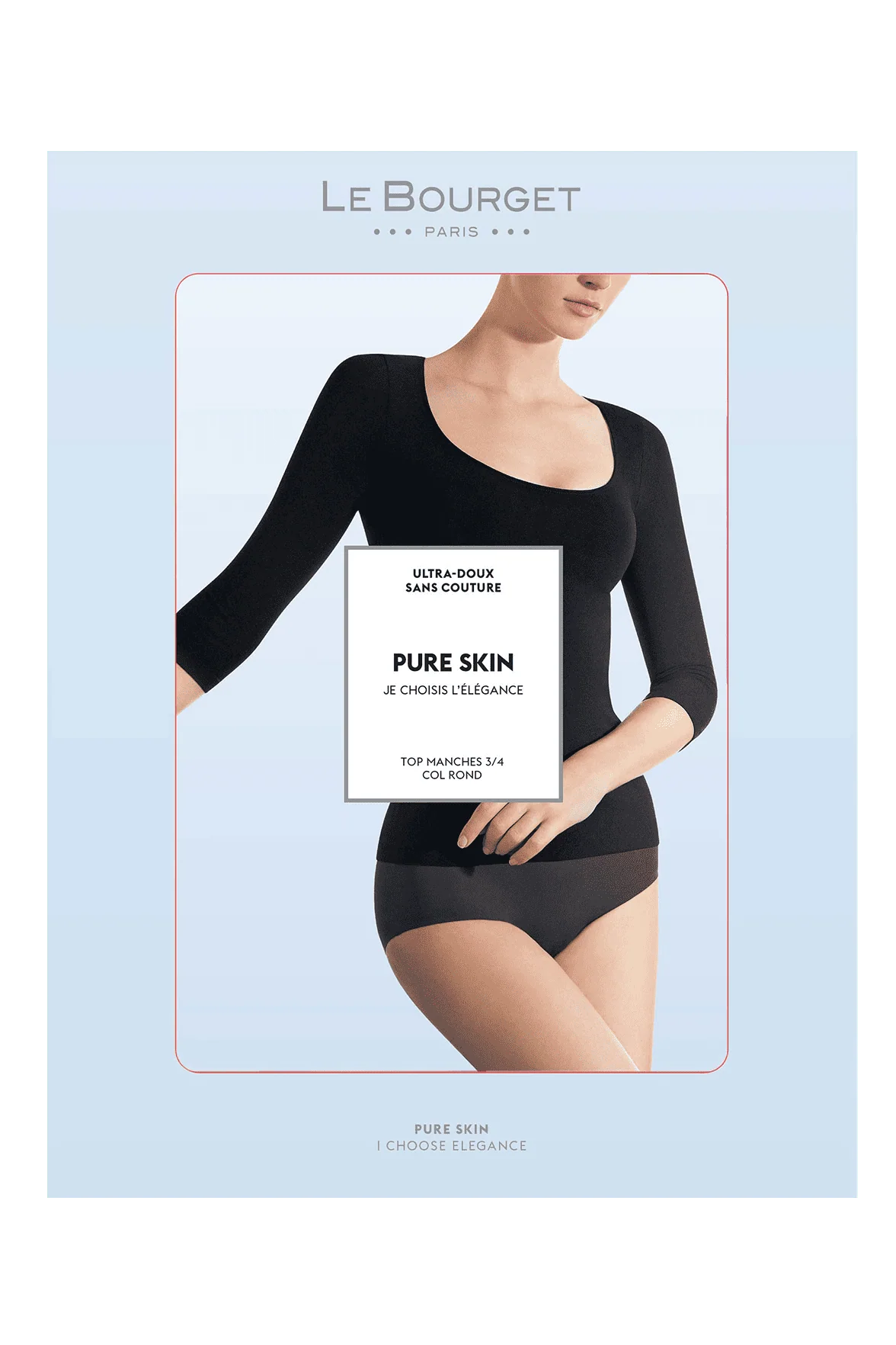 Top Manches 3/4 Col Rond Pure Skin - Noir - Image 3