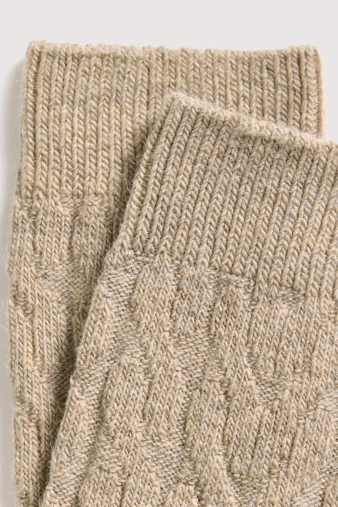 Chaussettes Motif Torsades en Coton et Laine d'Alpaga - Camel - Image 4