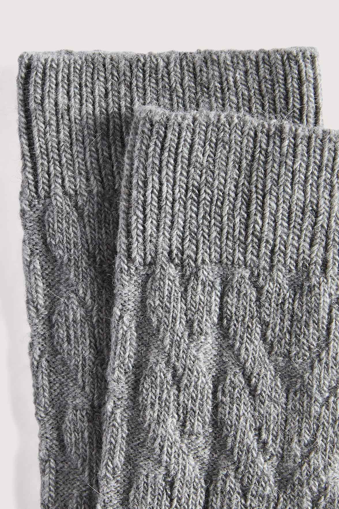 Chaussettes Motif Torsades en Coton et Laine d'Alpaga - Gris Chiné - Image 4