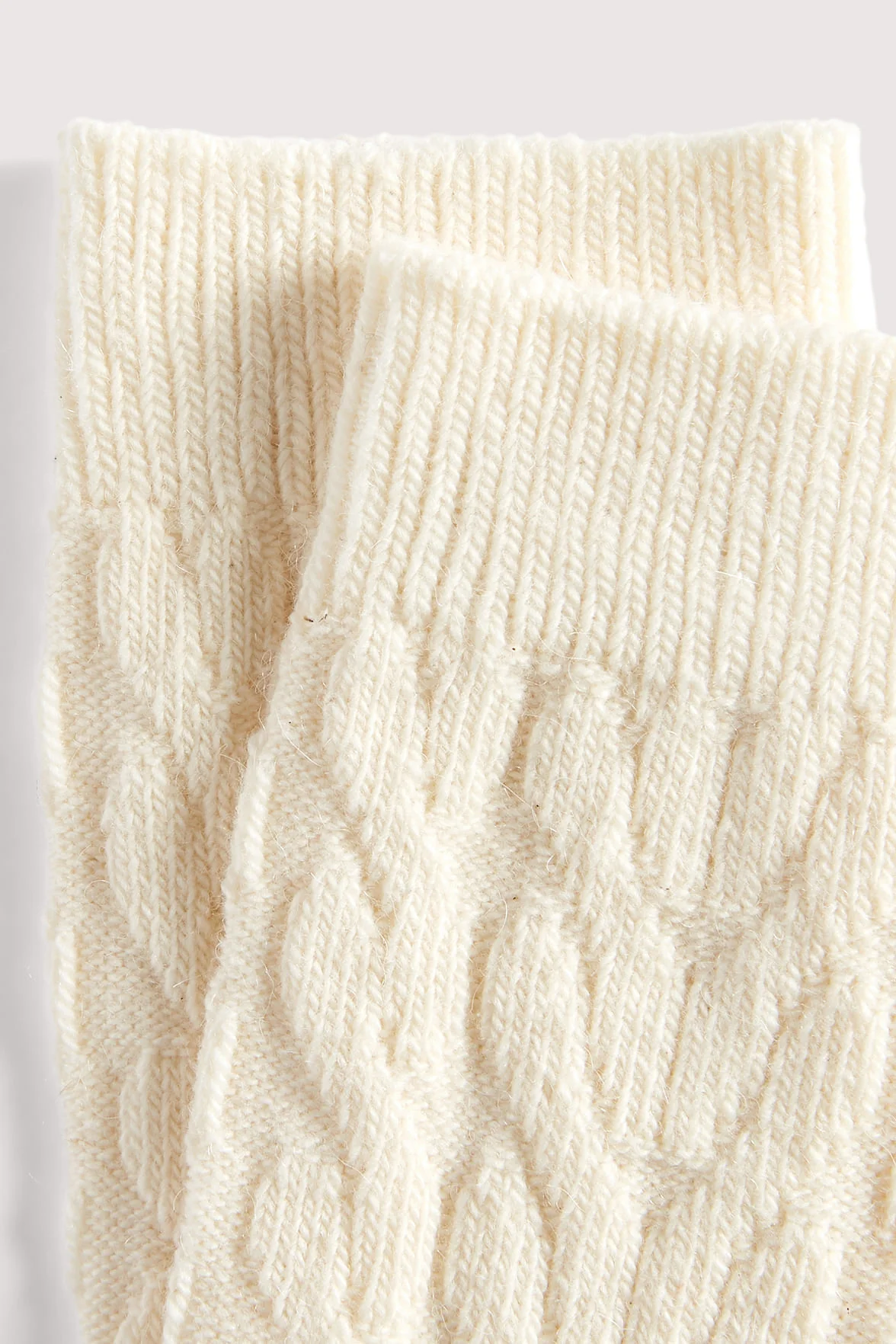 Chaussettes Motif Torsades en Coton et Laine d'Alpaga - Naturel - Image 3