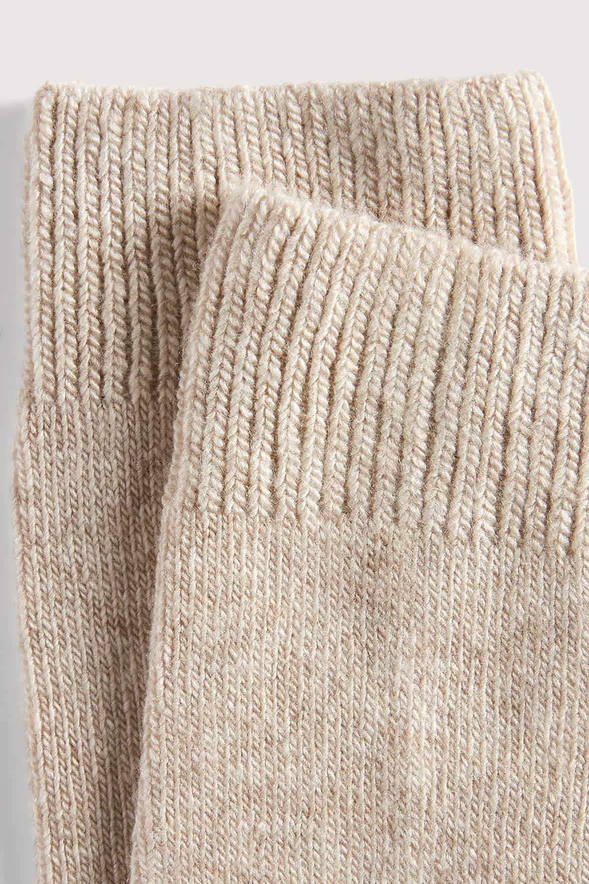 Chaussettes Unies en Cachemire et Soie - Beige Chiné - Image 4