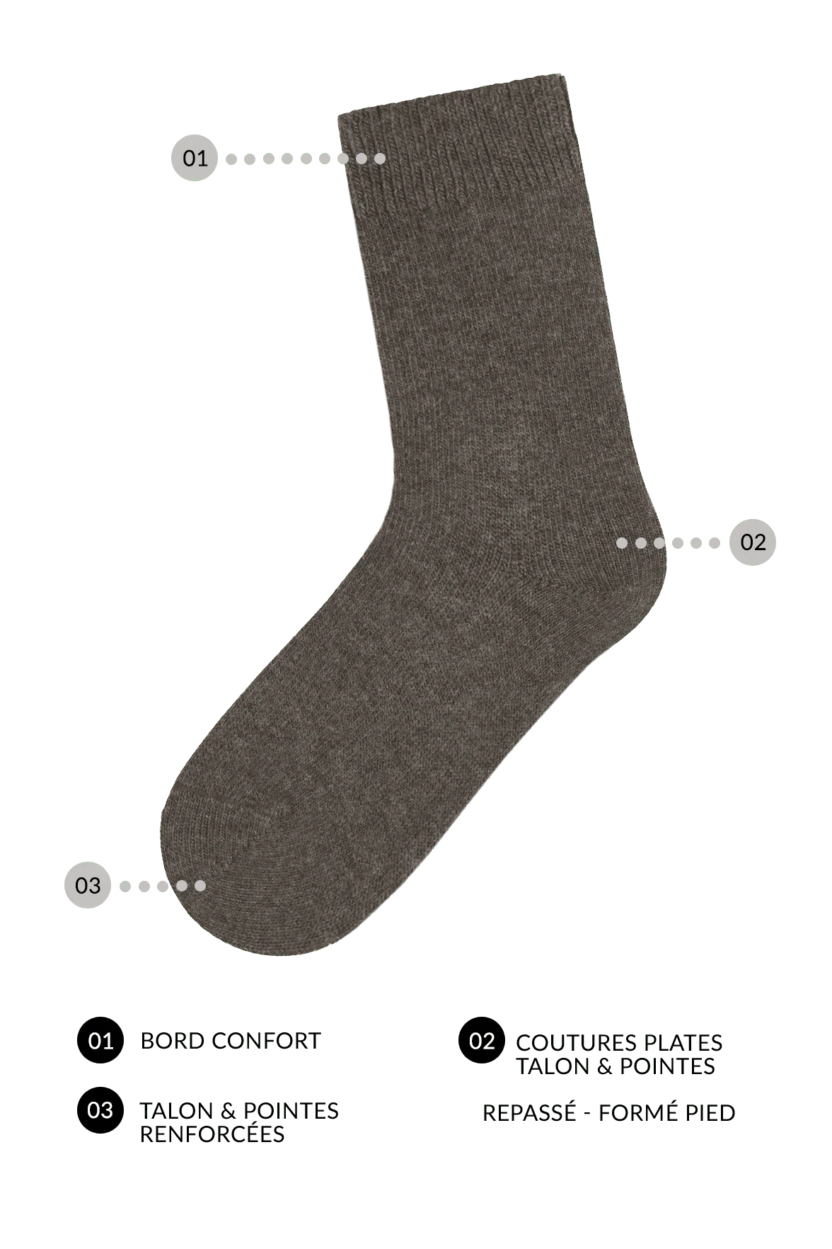 Chaussettes Unies en Cachemire et Soie - Beige Chiné - Image 5