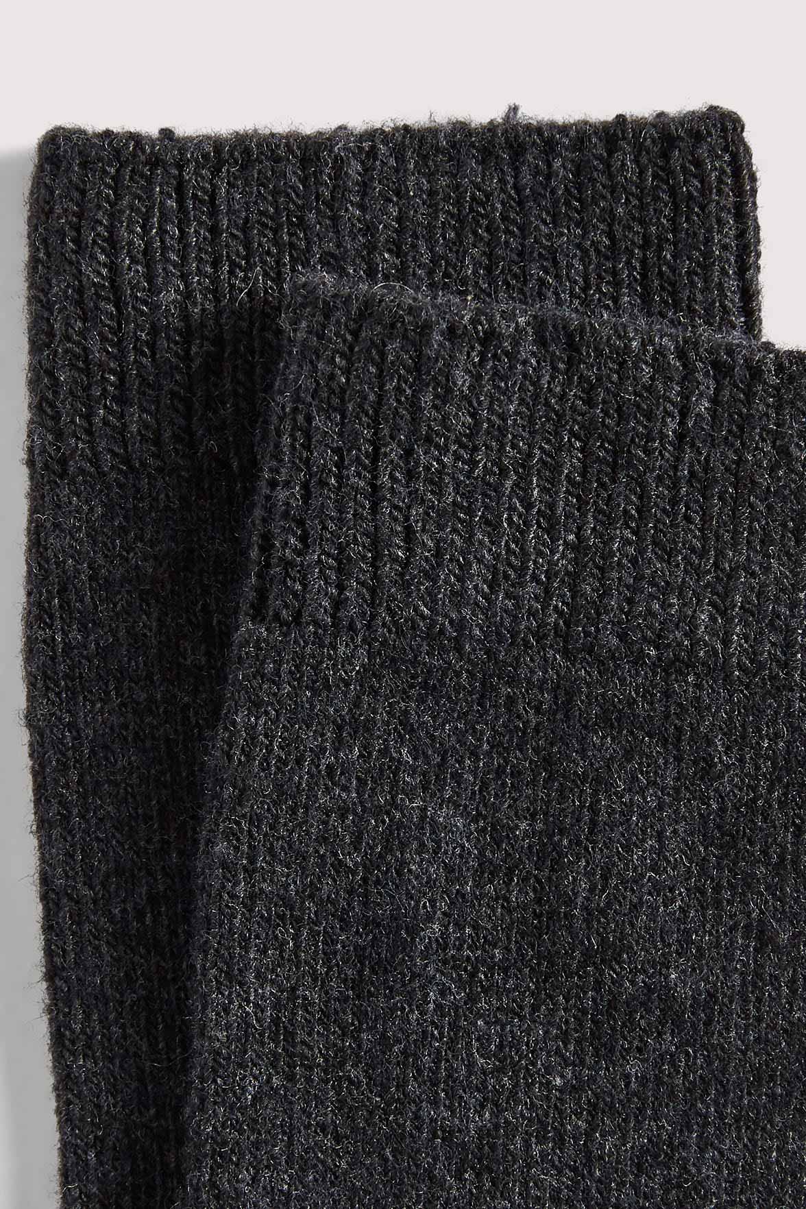Chaussettes Unies en Cachemire et Soie - Noir Chiné - Image 4