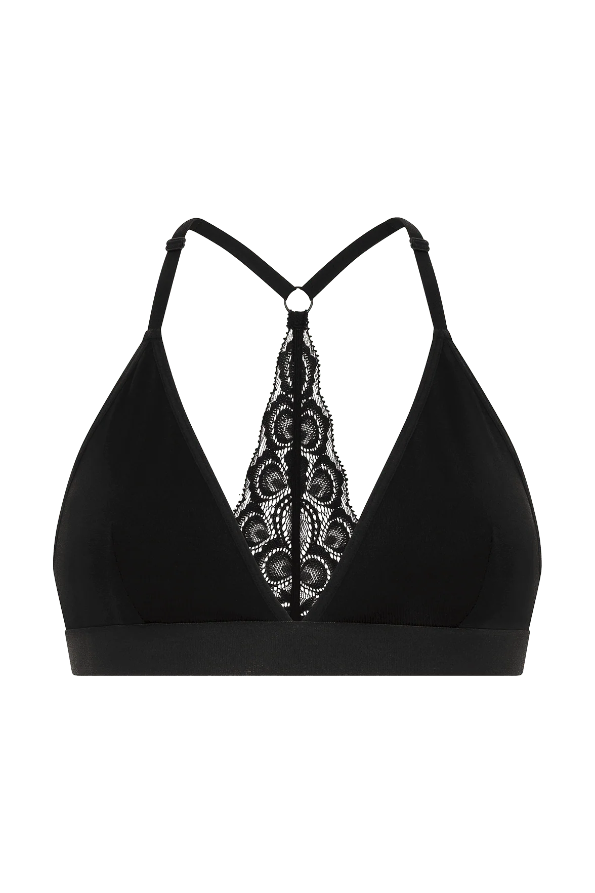 Brassière Bretelles Fines et Ajustables Lingerie Dentelle - Noir - Image 3