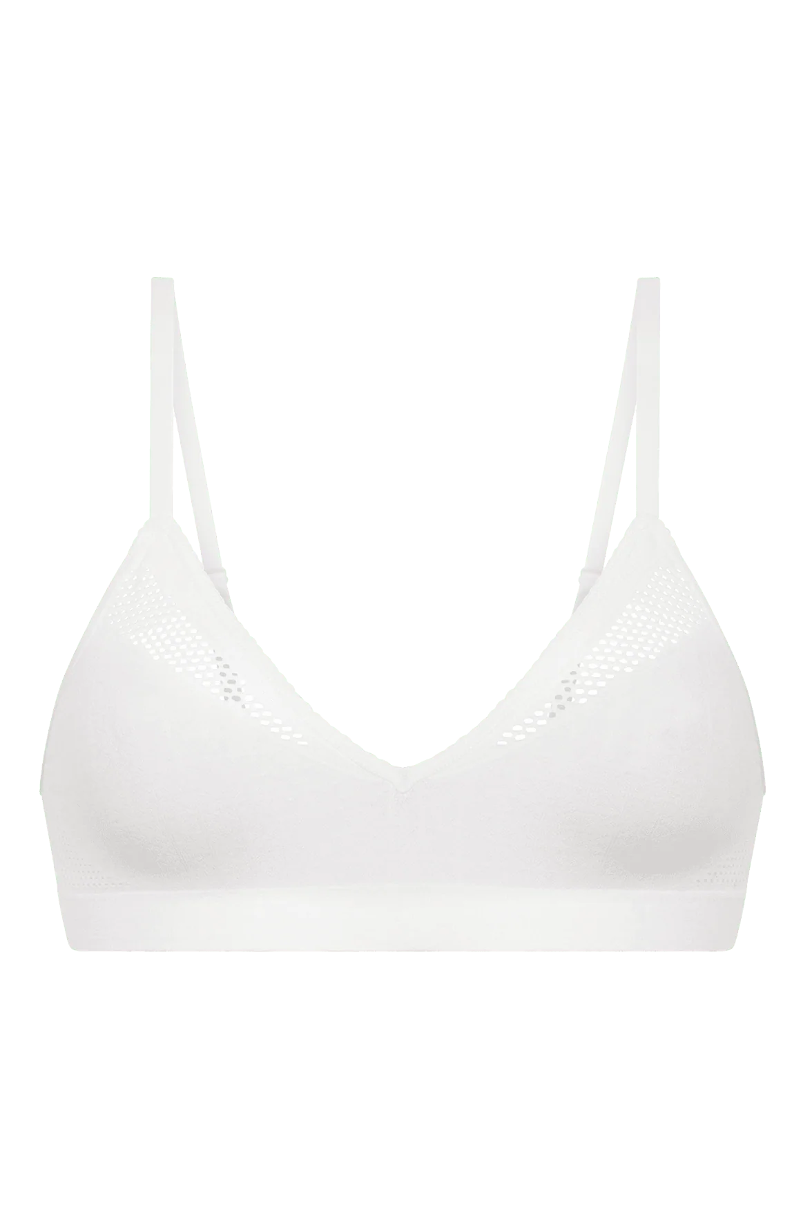 Brassière Bretelles Fines Maille Jacquard et Finition Dentelle Oh Mademoiselle - Blanc