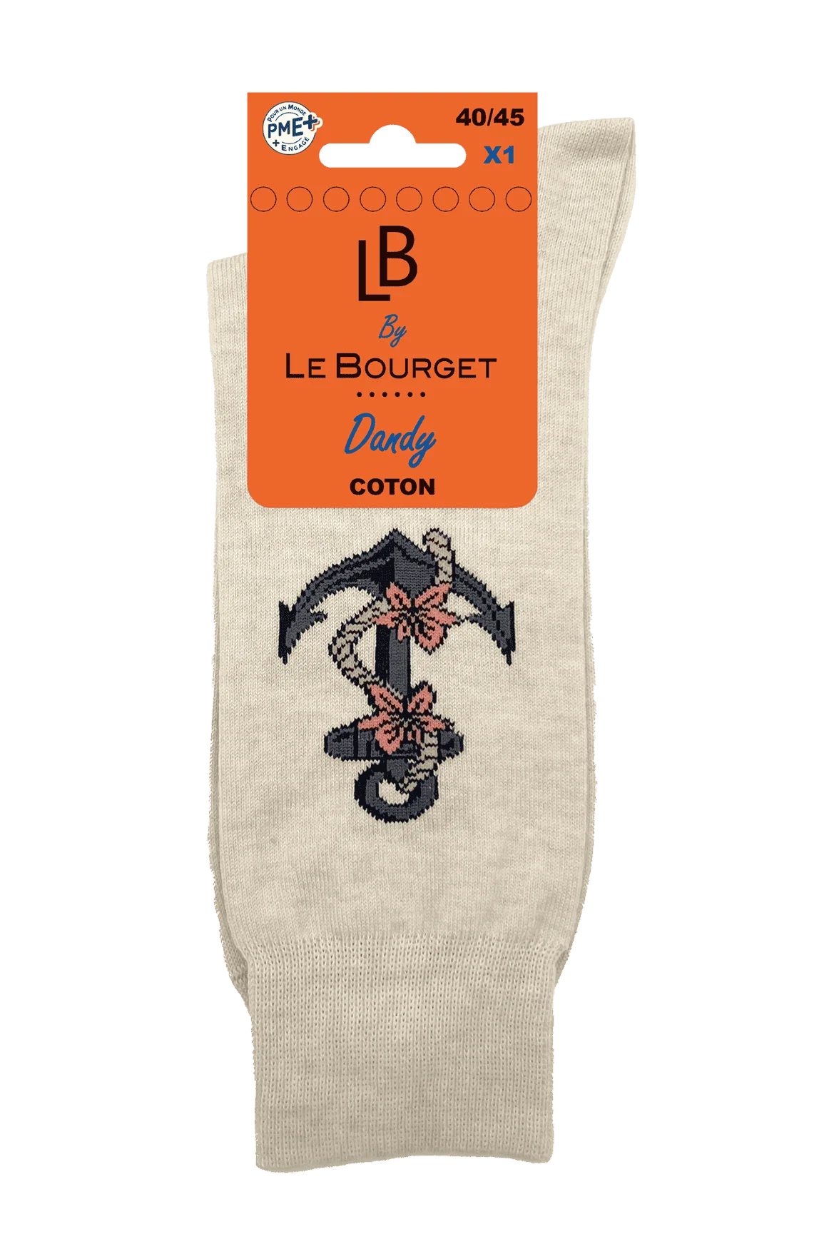 Chaussettes Fantaisies Homme Encre Marine - Beige Chiné - Image 2