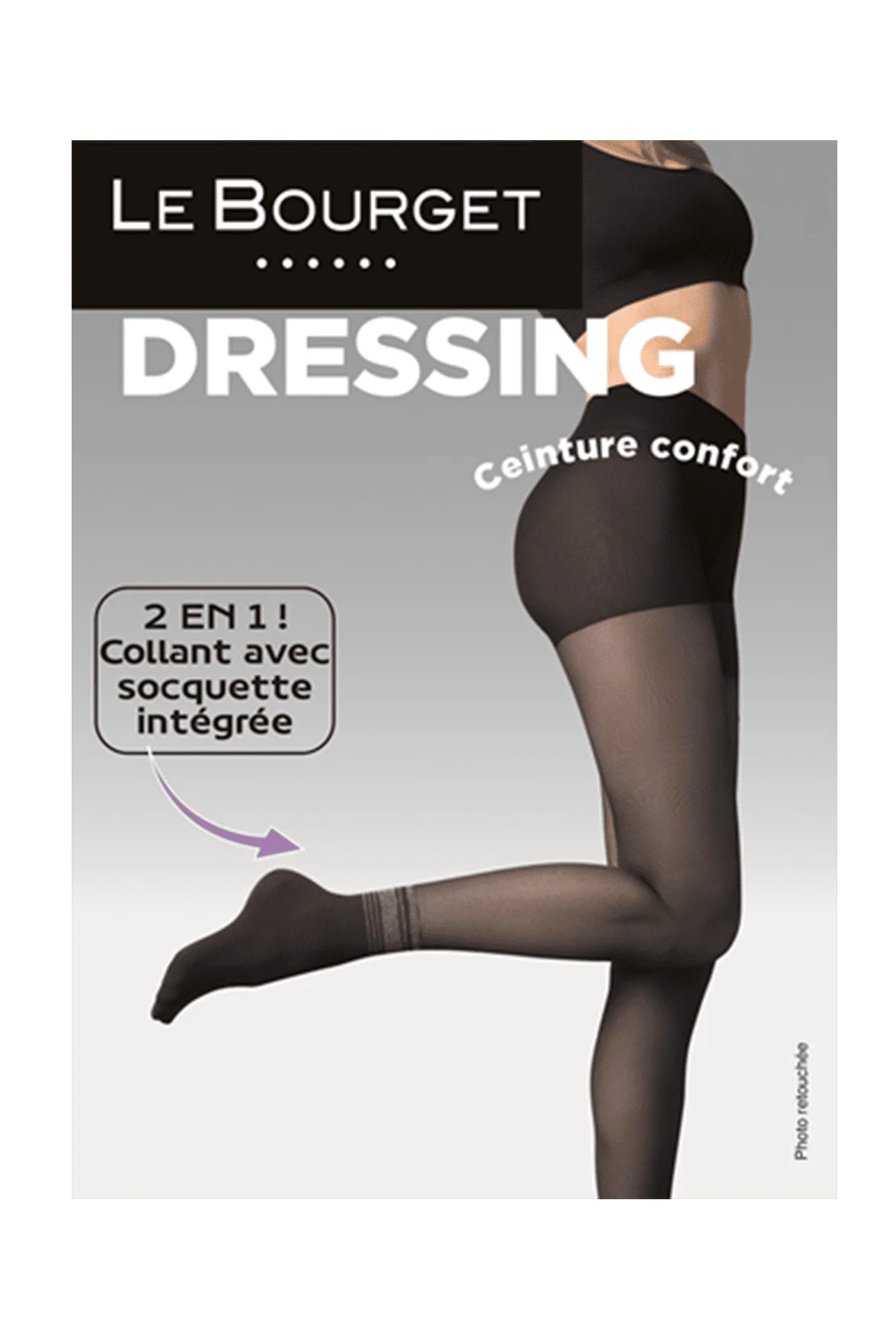 Collant Semi-Opaque Fantaisie avec Socquettes Fantaisies Intégrée Bord Lurex 35/70D Dressing - Noir - Image 3
