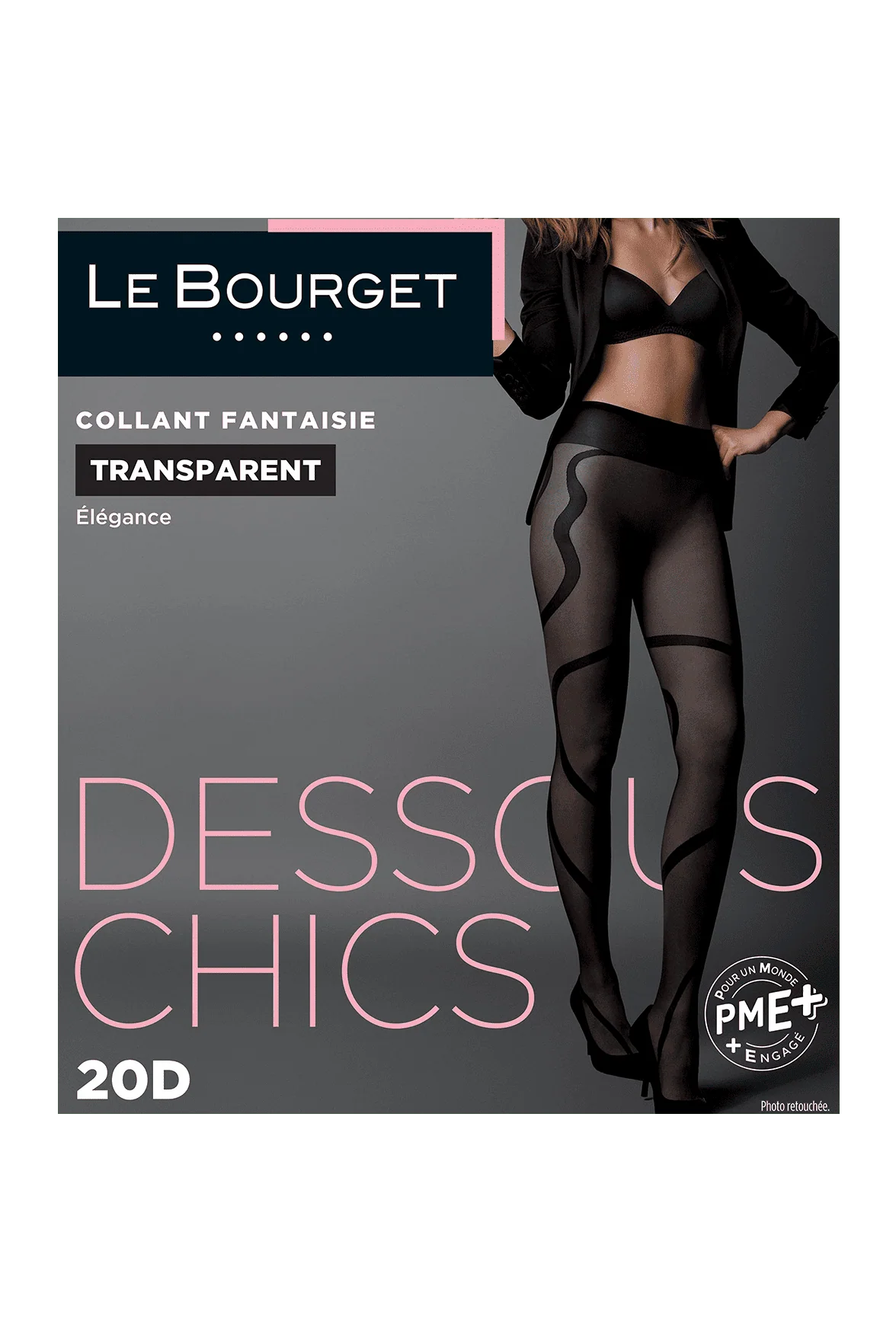 Collant Transparent Fantaisie Bandes Géométriques 20D Dessous Chics - Noir - Image 2
