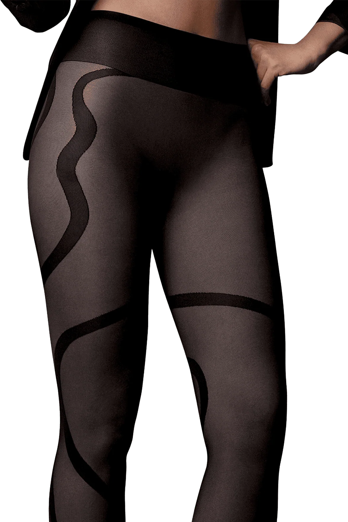 Collant Transparent Fantaisie Bandes Géométriques 20D Dessous Chics - Noir - Image 4
