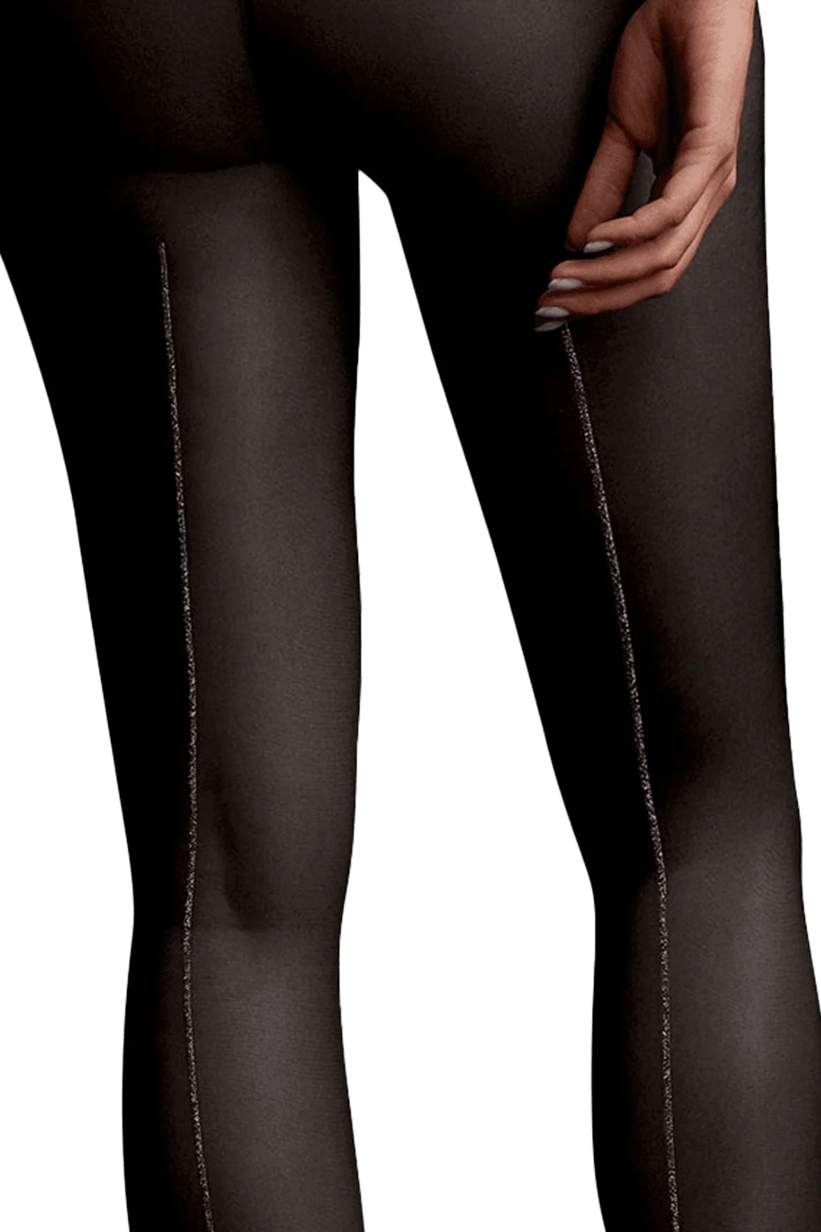 Collant Transparent Couture Arrière Fantaisie Lurex 20D Dessous Chics - Noir Argent - Image 4