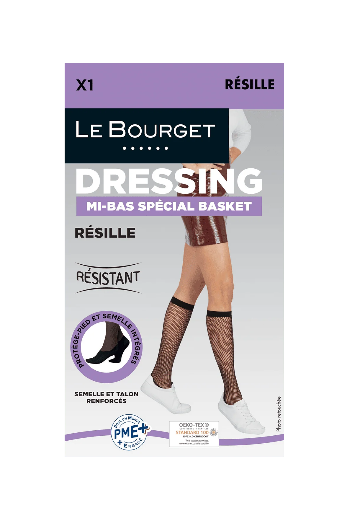 Mi-Bas Fantaisie Résille avec Protège-pieds intégré Dressing - Noir - Image 4