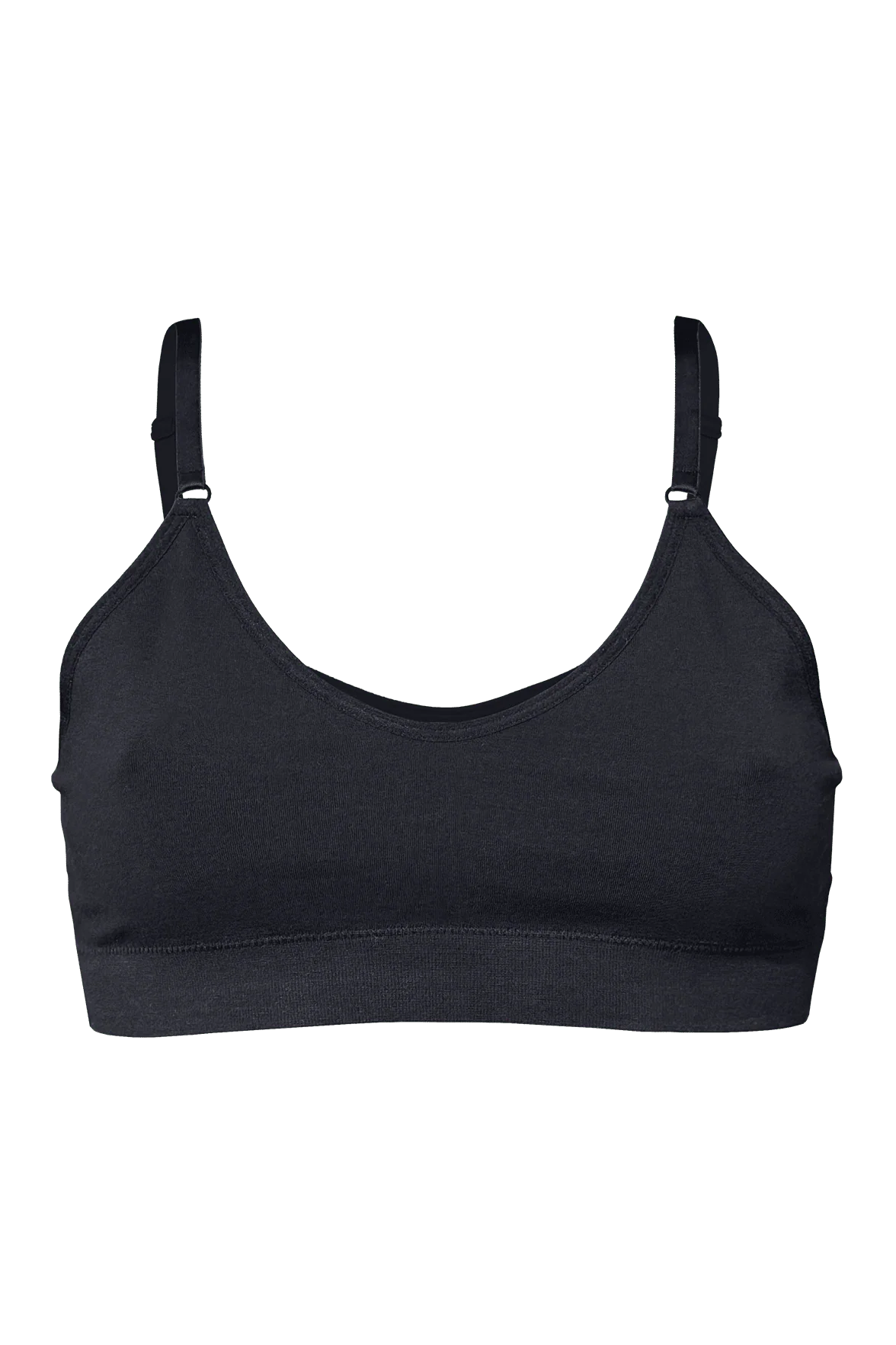 Brassière Bretelles Fines Ajustables Coton Bio - Noir - Image 3