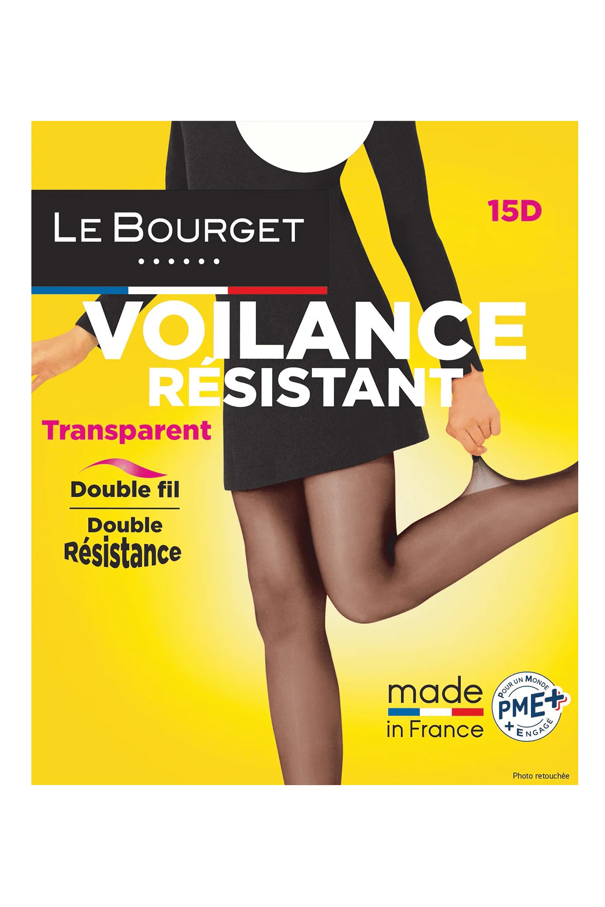 Collant Transparent Satiné Voilance Résistant 15D Made in France - Noir - Image 3