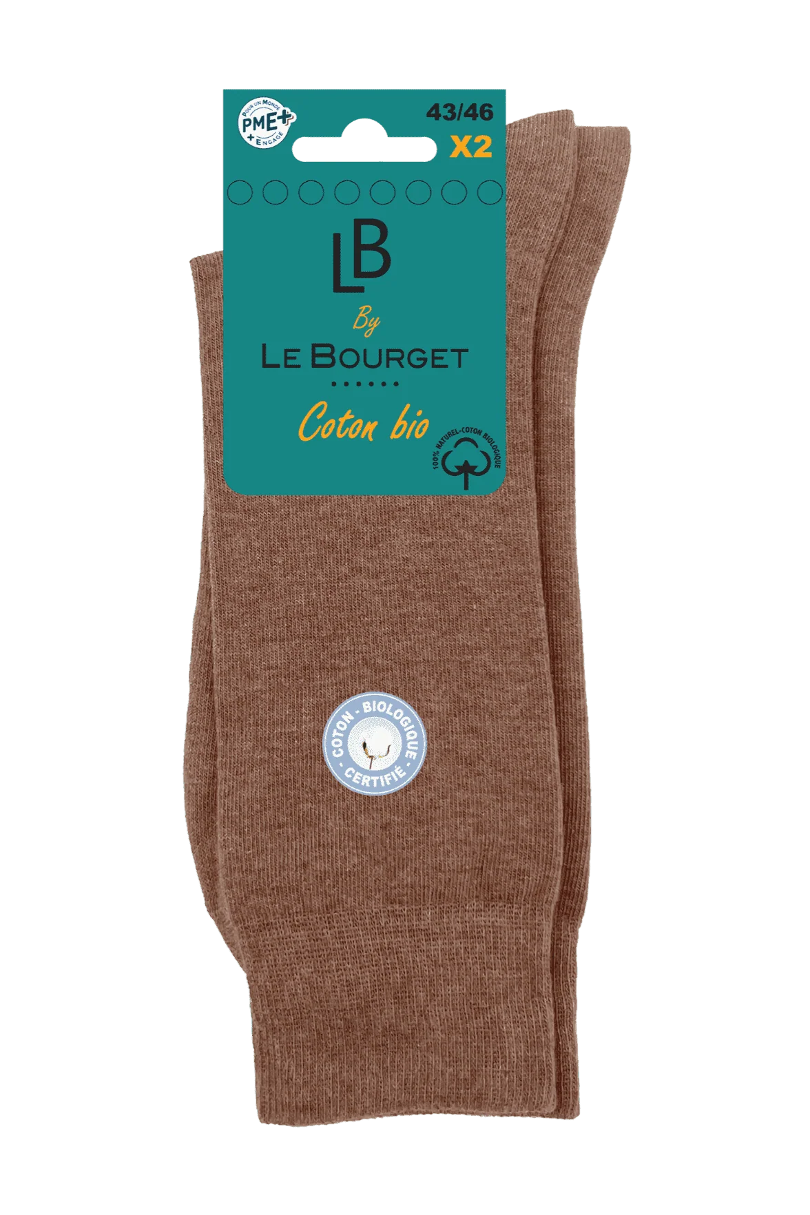 Lot de 2 Paires de Chaussettes Homme en Coton Bio - Camel Chiné